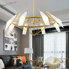 Elara’s Modern Chandelier - Two - Tone Glass Elegance (8 - Light)