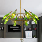 Elara’s Modern Chandelier - Two - Tone Glass Elegance (8 - Light) Green