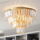 Eleanor’s Modern Crystal Chandelier: Tiered Elegance In Gold (5 Or 6 Lights)