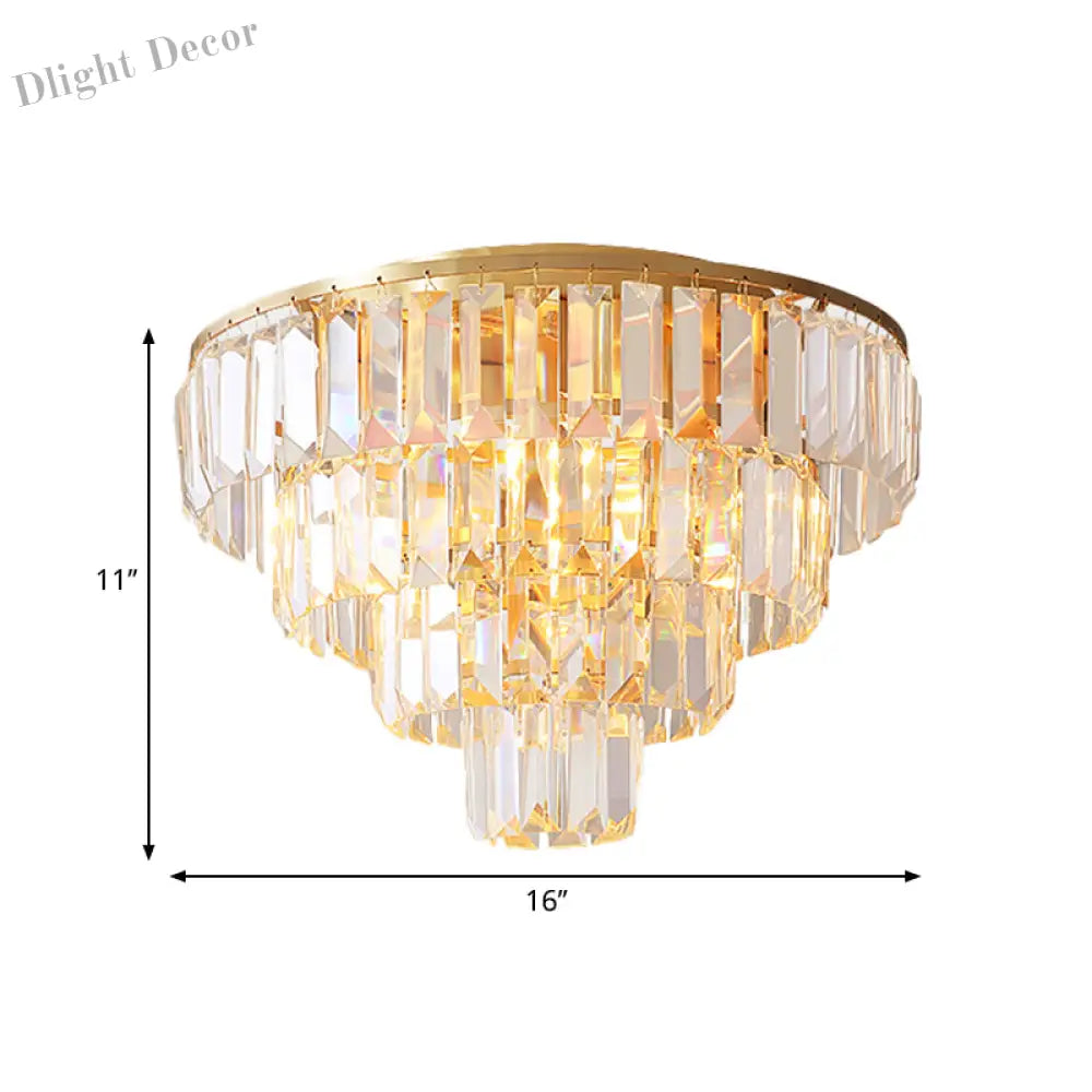 Eleanor’s Modern Crystal Chandelier: Tiered Elegance In Gold (5 Or 6 Lights)