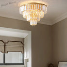 Eleanor’s Modern Crystal Chandelier: Tiered Elegance In Gold (5 Or 6 Lights)