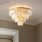 Eleanor’s Modern Crystal Chandelier: Tiered Elegance In Gold (5 Or 6 Lights)