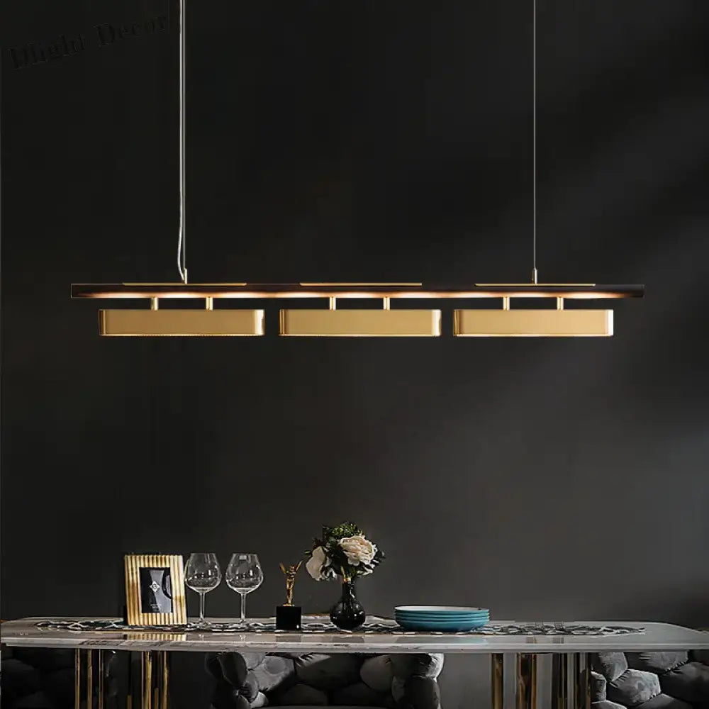 Elegant Black And Gold Led Chandelier - Contemporary Lighting For Dining Kitchen Rooms Pendant