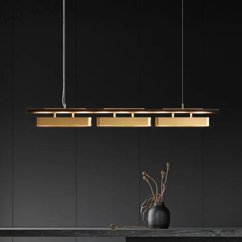 Elegant Black And Gold Led Chandelier - Contemporary Lighting For Dining Kitchen Rooms Pendant