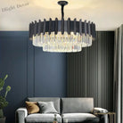 Elegant Black Crystal Chandelier - A Postmodern Light Luxury Addition For Modern Living Rooms And