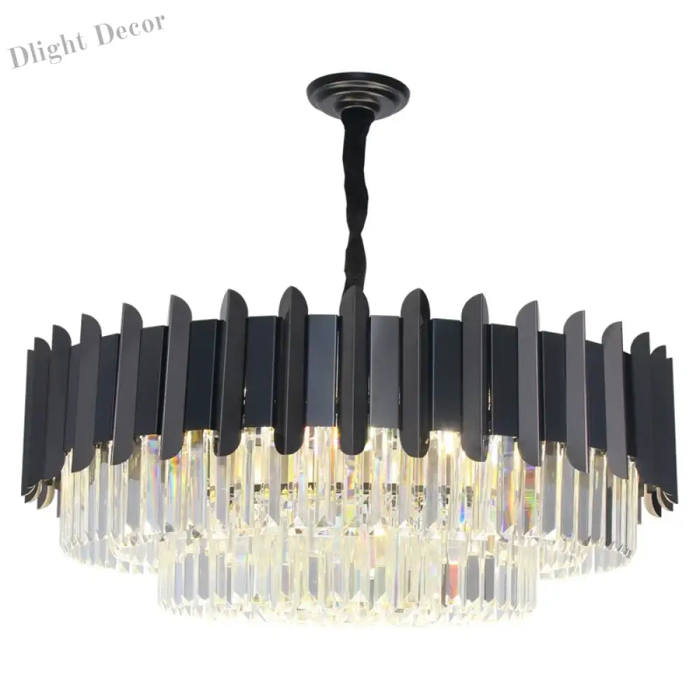 Elegant Black Crystal Chandelier - A Postmodern Light Luxury Addition For Modern Living Rooms And