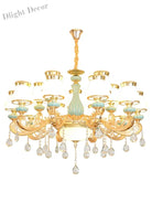 Elegant Blue Ceramic European Crystal Chandelier - Perfect For Living Rooms Dining And Bedrooms