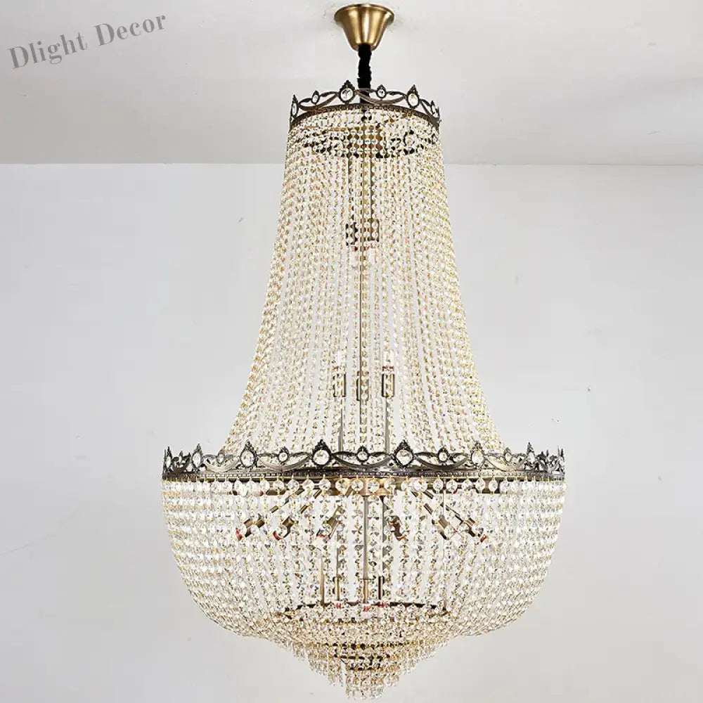 Elegant Crystal Chandelier For Duplex Buildings - A Modern Luxury Fixture Living Rooms Dining