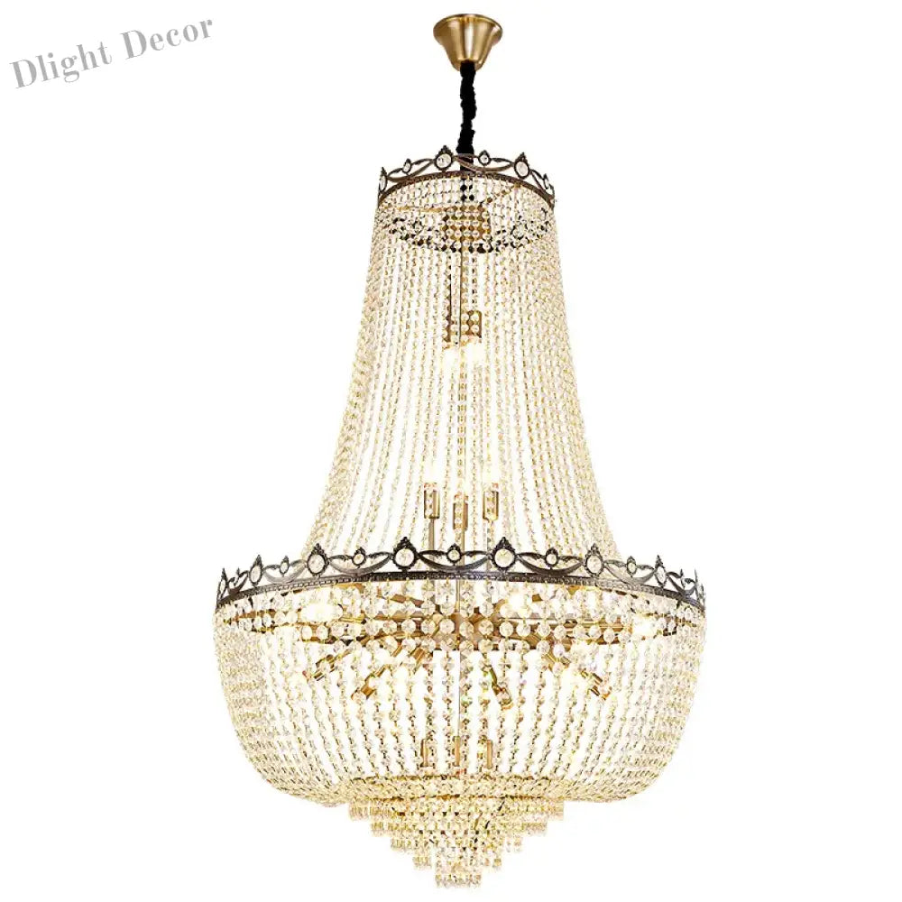 Elegant Crystal Chandelier For Duplex Buildings - A Modern Luxury Fixture Living Rooms Dining