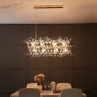 Elegant Crystal Led Chandelier - Nordic Gold And Silver Dandelion Design Perfect For Living Rooms