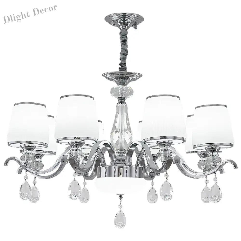 Elegant European Chrome Crystal Chandelier - A Postmodern Simple Fixture For Living Rooms Dining