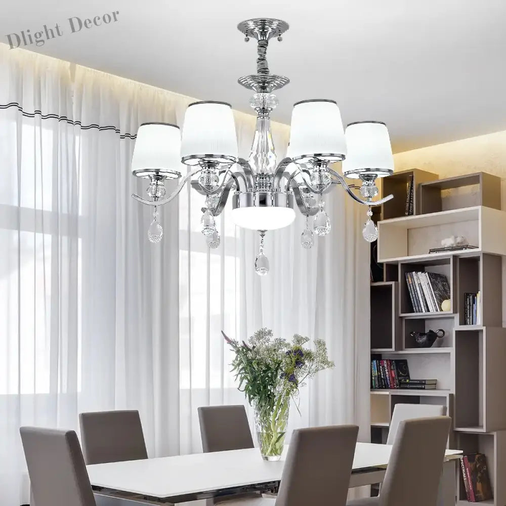 Elegant European Chrome Crystal Chandelier - A Postmodern Simple Fixture For Living Rooms Dining