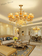 Elegant European Style Crystal Chandelier - A Luxurious Jade - Inspired Main Lamp For Living Rooms