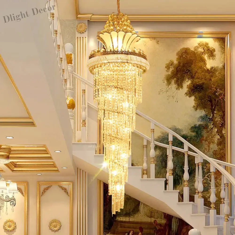 Elegant European - Style Crystal Chandelier - Ideal For Duplex Buildings Hotel Villas And Grand