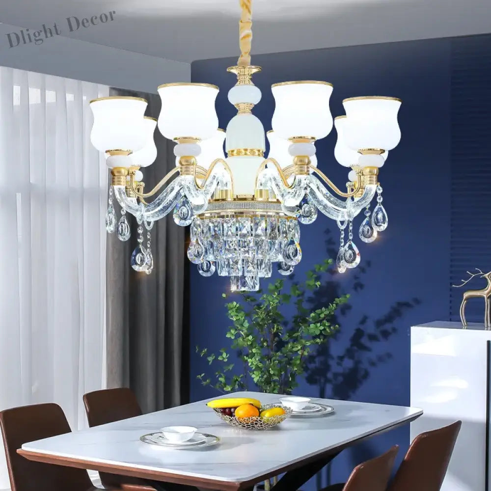 Elegant European Style Crystal Chandelier - Luxury Main Light For Living Rooms Dining And Villa