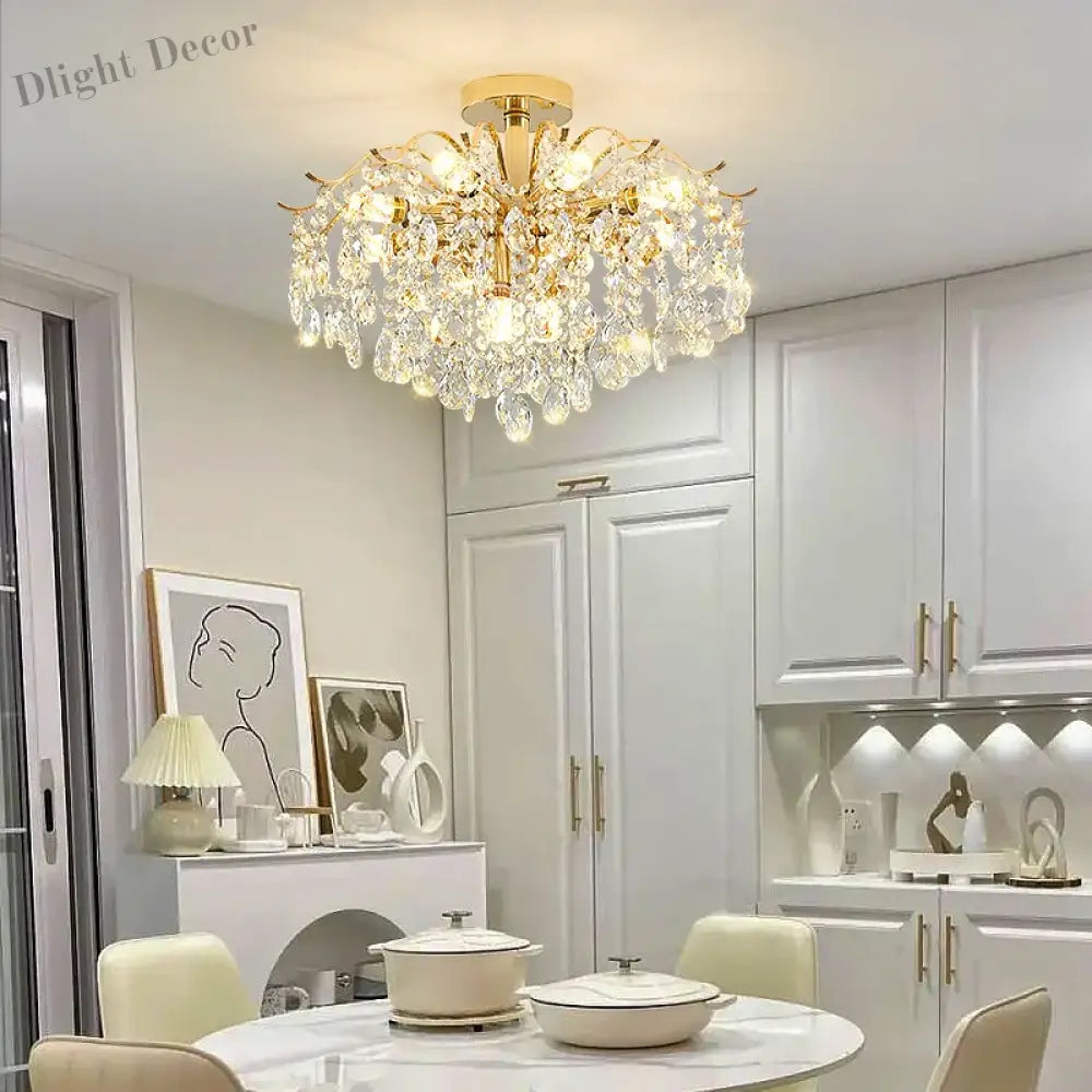 Elegant French Light Luxury Crystal Chandelier - Ideal For Atmosphere In Living And Dining Rooms