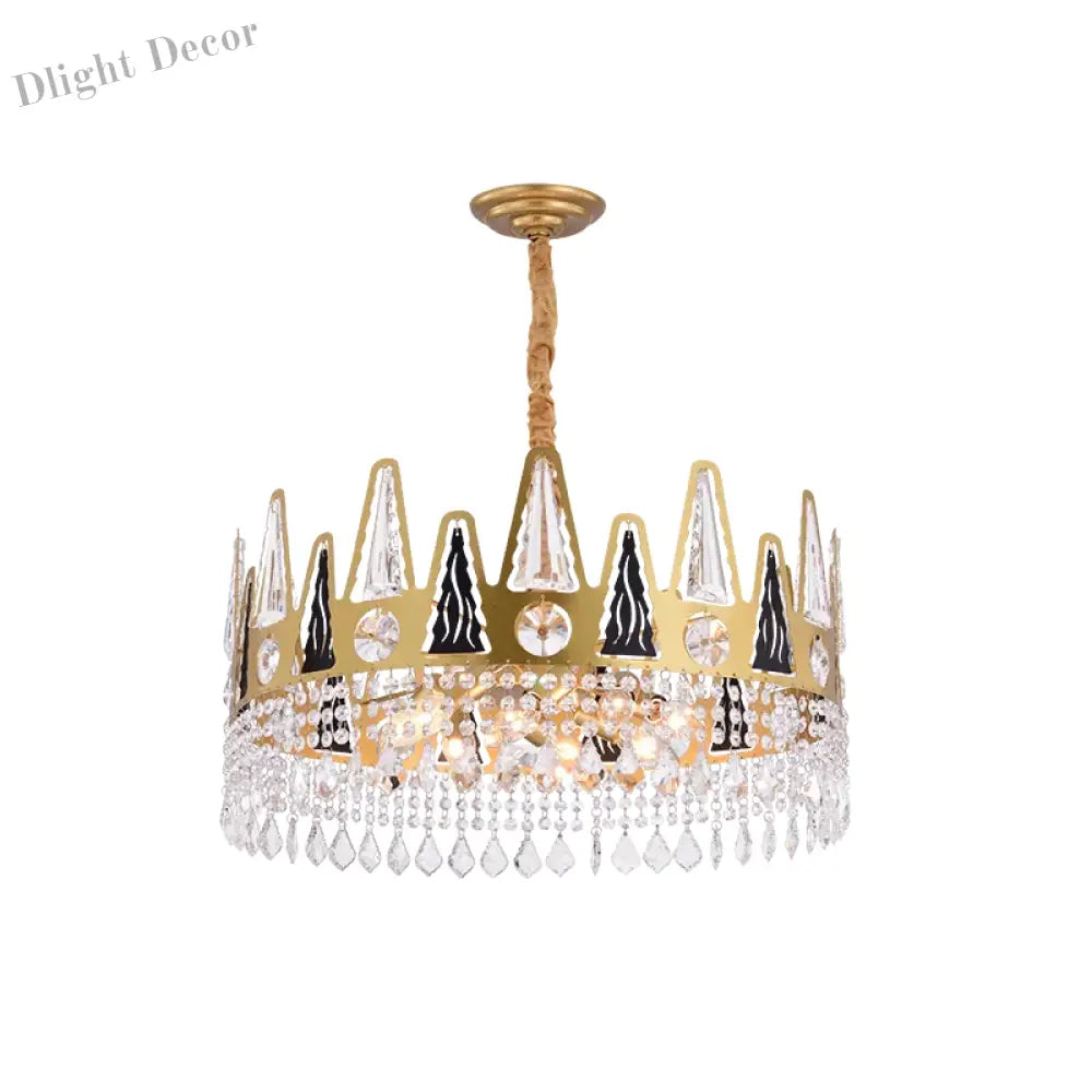 Elegant French Pastoral Golden Crystal Chandelier - Perfect For Living Rooms Dining Bedrooms And