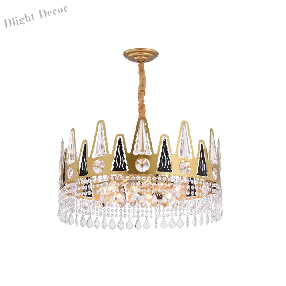 Elegant French Pastoral Golden Crystal Chandelier - Perfect For Living Rooms Dining Bedrooms And