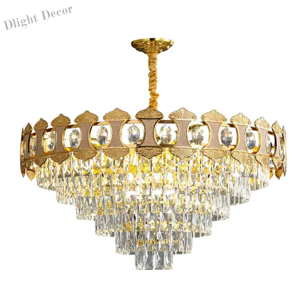 Elegant Golden Crystal Chandelier - Perfect For Master Bedrooms Living Rooms And Dining Creating An