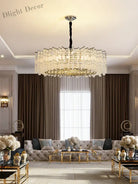 Elegant Led Crystal Chandelier For Luxurious Living Rooms - Chrome/Gold Round Design Perfect Indoor