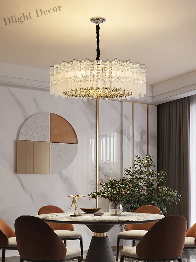 Elegant Led Crystal Chandelier For Luxurious Living Rooms - Chrome/Gold Round Design Perfect Indoor