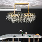 Elegant Long Gold K9 Crystal Chandelier - Ideal For Kitchen Dining Room Bedroom And Living Ceiling