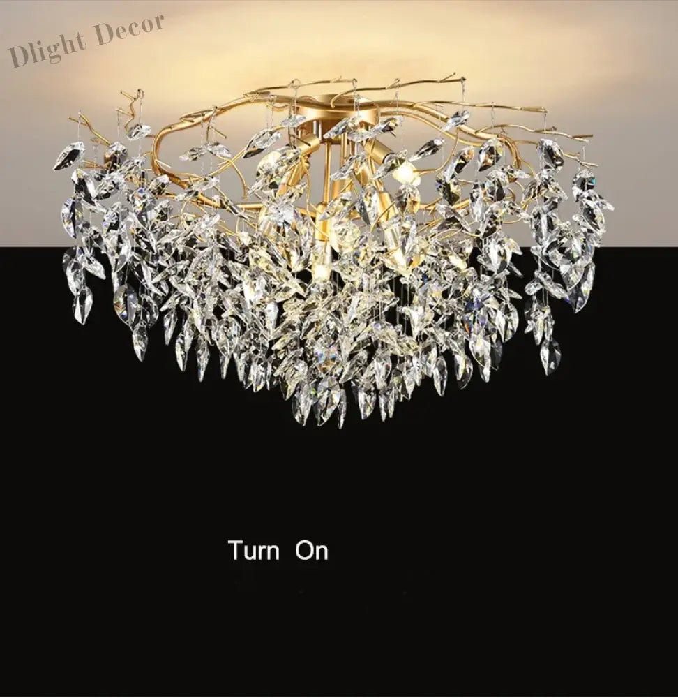 Elegant Long Gold K9 Crystal Chandelier - Ideal For Kitchen Dining Room Bedroom And Living Ceiling