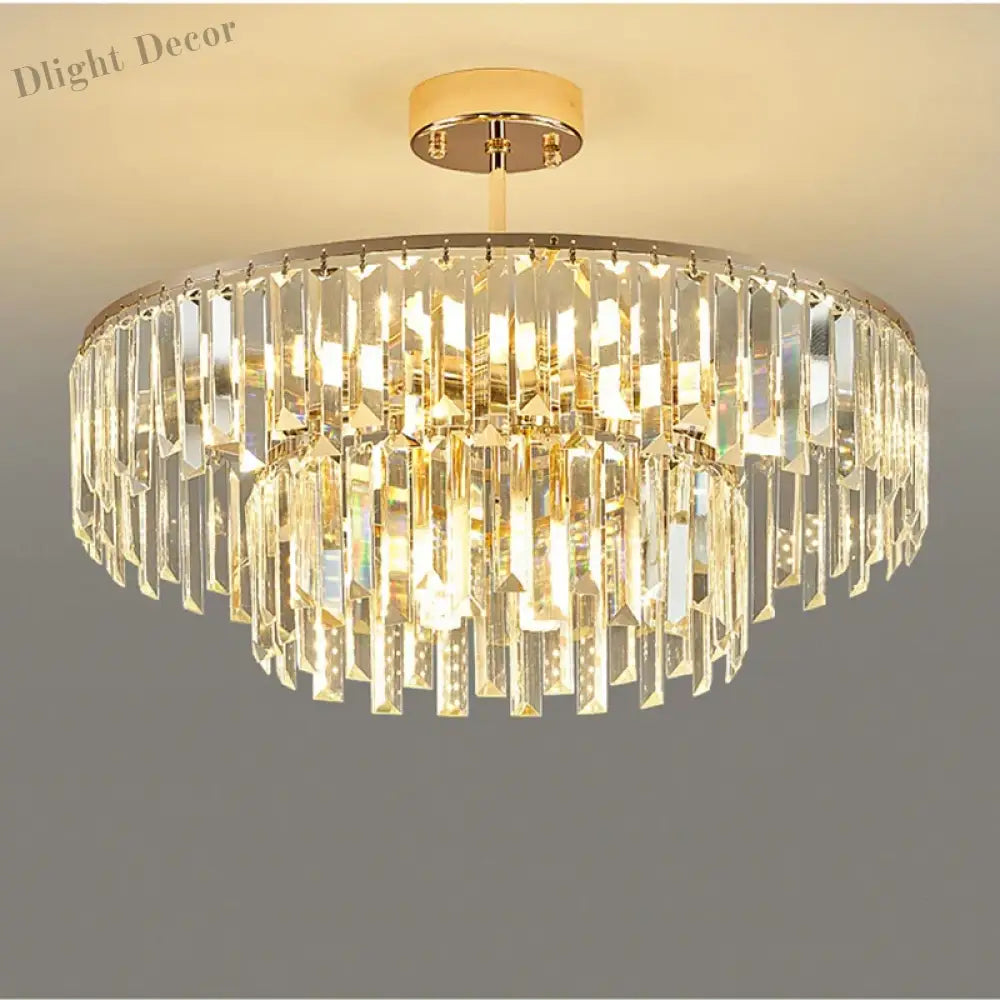 Elegant Modern Crystal Gold Chandelier - Round Smoked Gray Design Perfect For Luxury Living Rooms