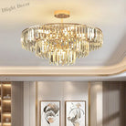 Elegant Modern Crystal Gold Chandelier - Round Smoked Gray Design Perfect For Luxury Living Rooms