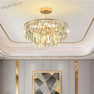 Elegant Modern Crystal Gold Chandelier - Round Smoked Gray Design Perfect For Luxury Living Rooms