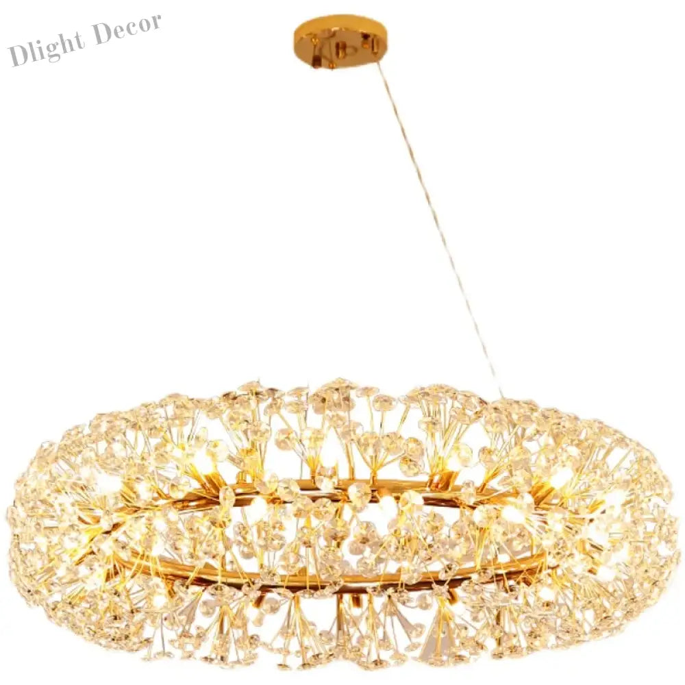 Elegant Modern Gold K9 Crystal Hanging Chandelier - A Luxury Led Fixture For Living And Dining