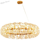 Elegant Modern Gold K9 Crystal Hanging Chandelier - A Luxury Led Fixture For Living And Dining