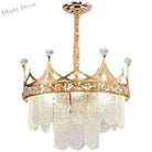 Elegant Modern Minimalist Crown K9 Crystal Chandelier - A Round Golden Fixture For Living Rooms And