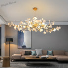 Elegant Nordic Apricot Leaf Chandelier - Wrought Iron Petals Indoor Led Lighting For Living Dining