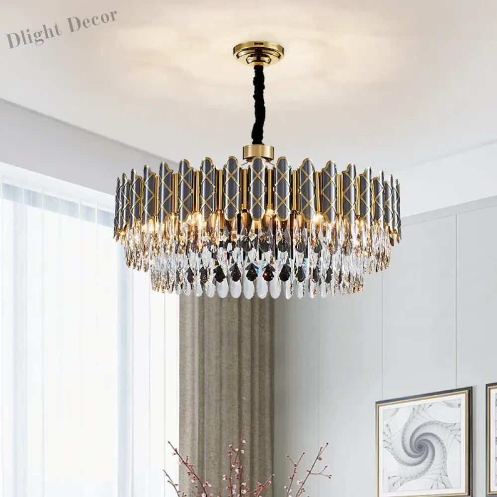 Elegant Post - Modern Black Crystal Chandelier - A Simple Atmosphere Fixture For Living Rooms