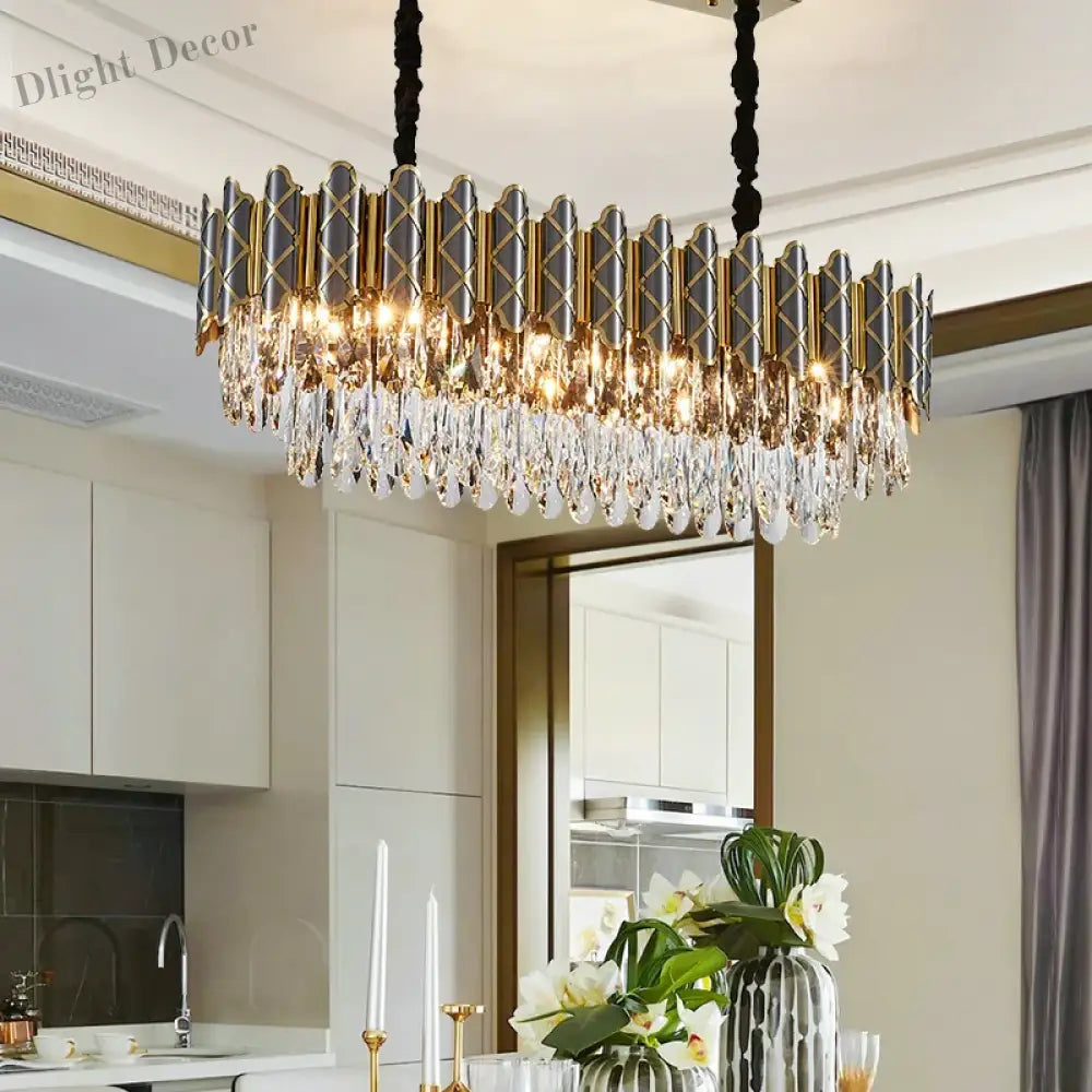 Elegant Post - Modern Black Crystal Chandelier - A Simple Atmosphere Fixture For Living Rooms