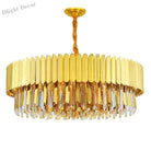 Elegant Post - Modern Crystal Chandelier - Stainless Steel Golden Round Lighting For Living Rooms