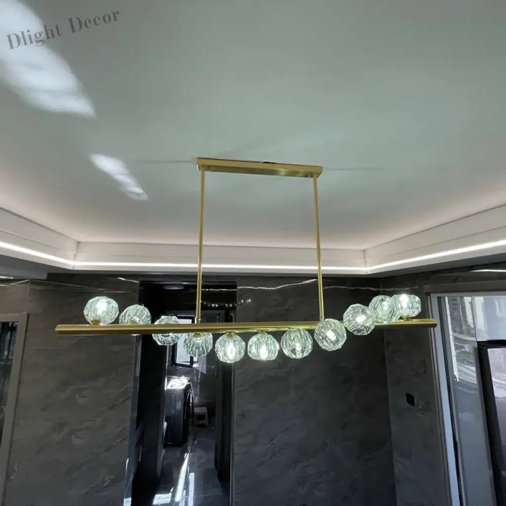 Elegant Rectangle Copper Chandelier - A Luxurious Crystal Light Fixture For Kitchen Islands Hotel