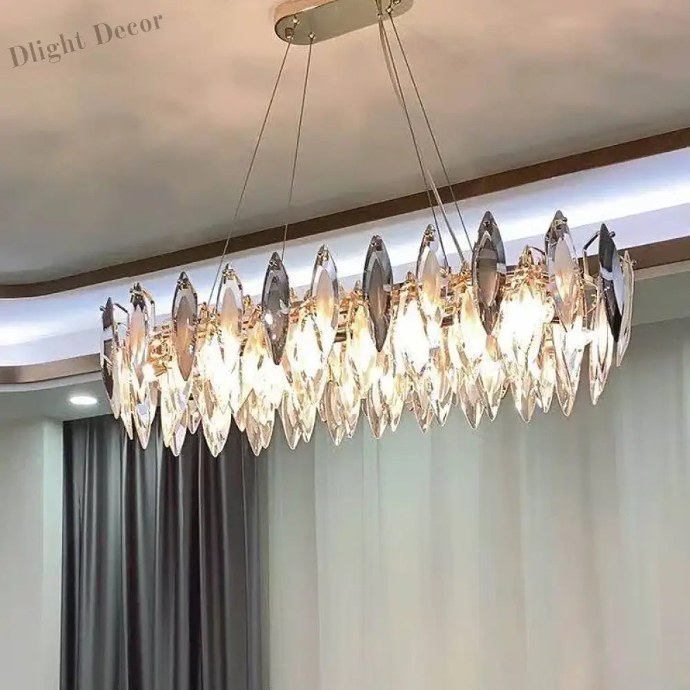 Elegant Round Gold Led Crystal Chandelier - A Modern Luxury Lighting Fixture For Dining Rooms