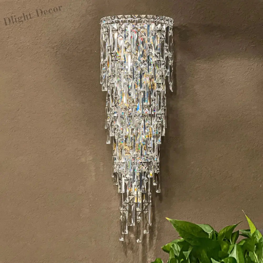 Elena’s Multi - Layer Crystal Pendant Wall Lamp - High - Quality Elegance For Your Living Spaces