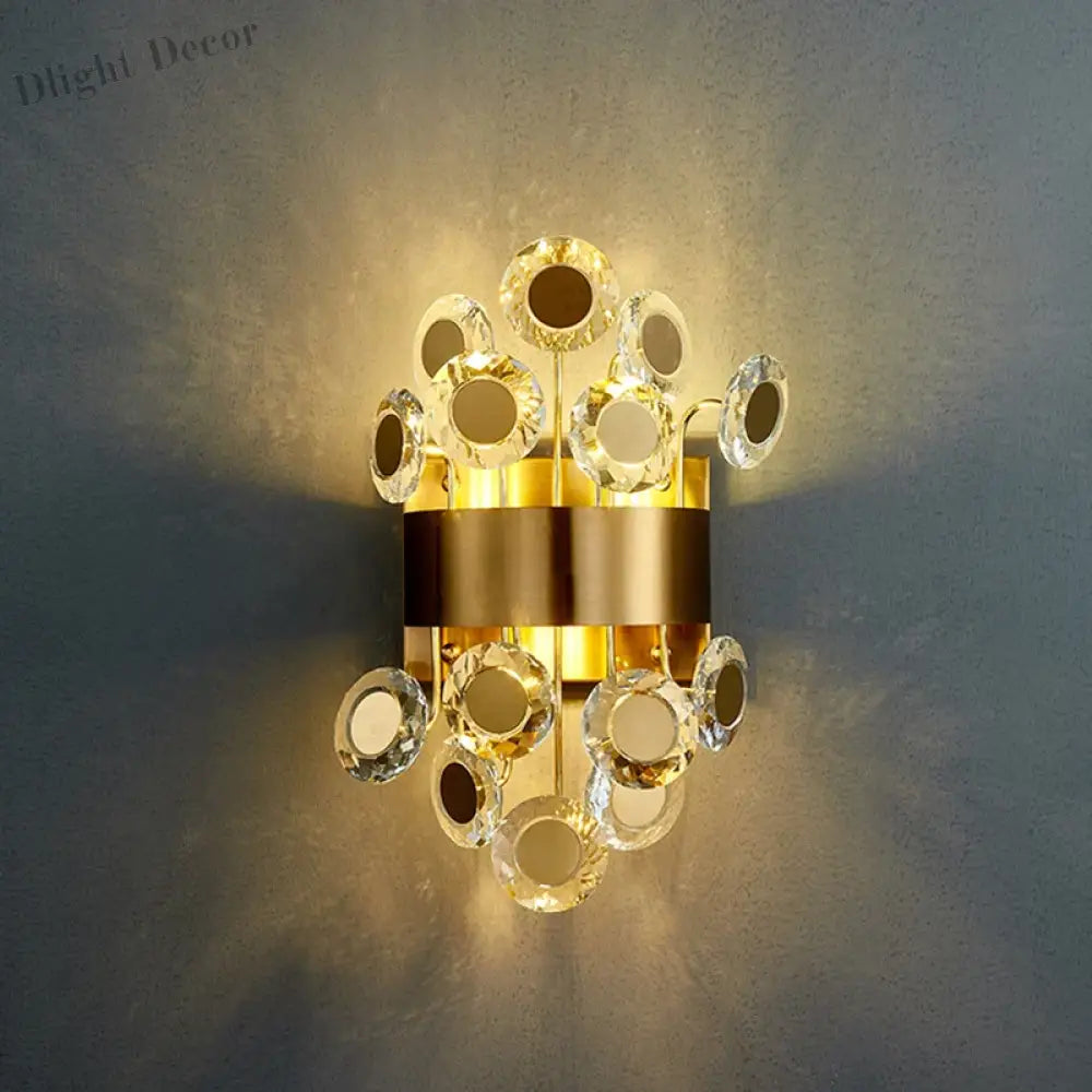 Eliana - New Modern Wall Sconce Lighting For Bedroom Brushed Gold Crystal Lamps Home Decoration Led