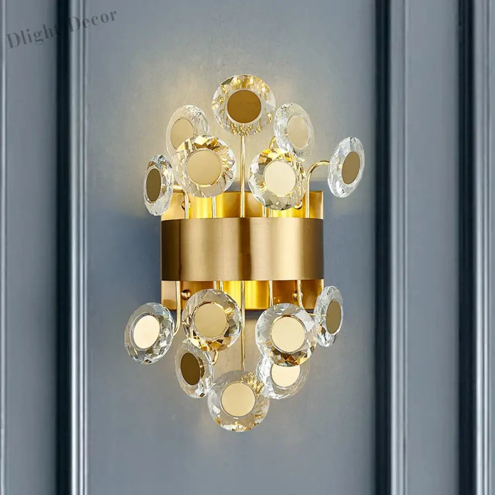 Eliana - New Modern Wall Sconce Lighting For Bedroom Brushed Gold Crystal Lamps Home Decoration Led