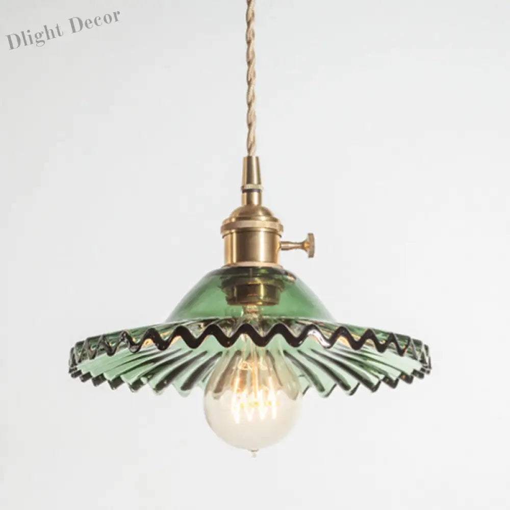 Eliana Scalloped Pendant: Vintage Charm With Green Hue (Multiple Color Options)