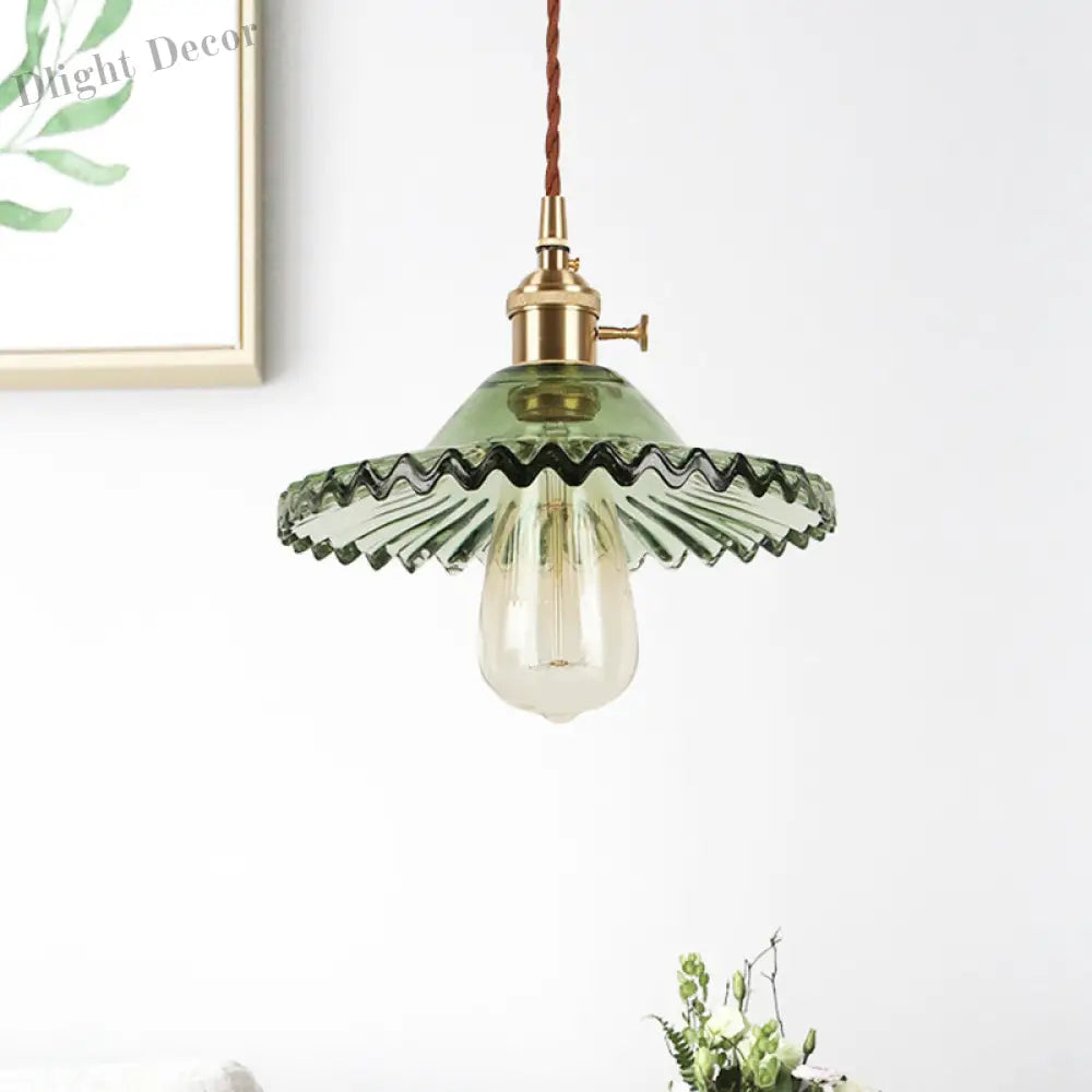 Eliana Scalloped Pendant: Vintage Charm With Green Hue (Multiple Color Options)