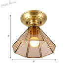 Élise Beveled Glass Flush Mount Ceiling Light With Colonial Brass Cone Design