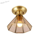 Élise Beveled Glass Flush Mount Ceiling Light With Colonial Brass Cone Design