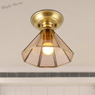 Élise Beveled Glass Flush Mount Ceiling Light With Colonial Brass Cone Design