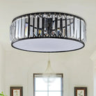 Elizabeth Crystal Drum Fixture - Modern Elegance For Bedrooms 3 / Black Ceiling Light