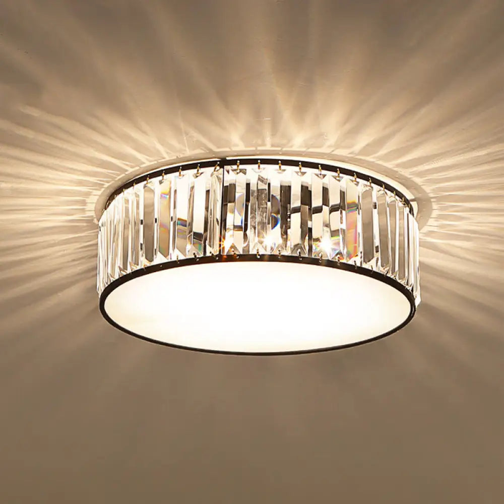 Elizabeth Crystal Drum Fixture - Modern Elegance For Bedrooms 3 / Bronze Ceiling Light