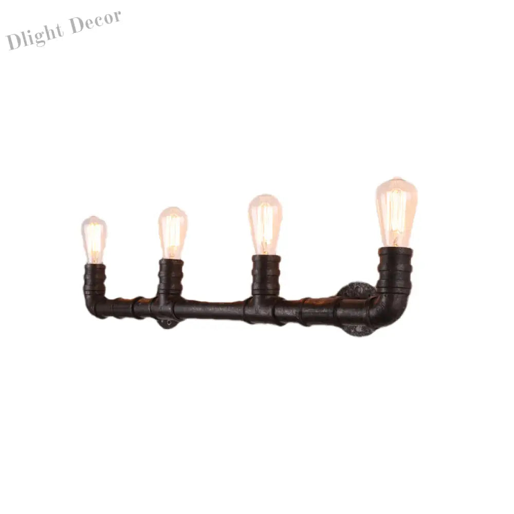 Embrace Industrial Charm And Ample Illumination: The 4 - Bulb Linear Pipe Wall Sconce Wall Light